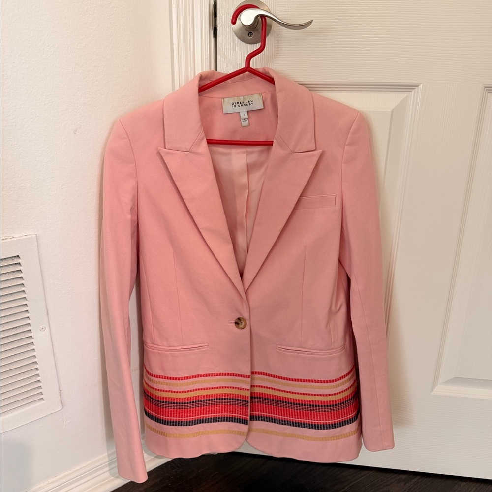 Derek Lam Pink Blazer with Striped Hem